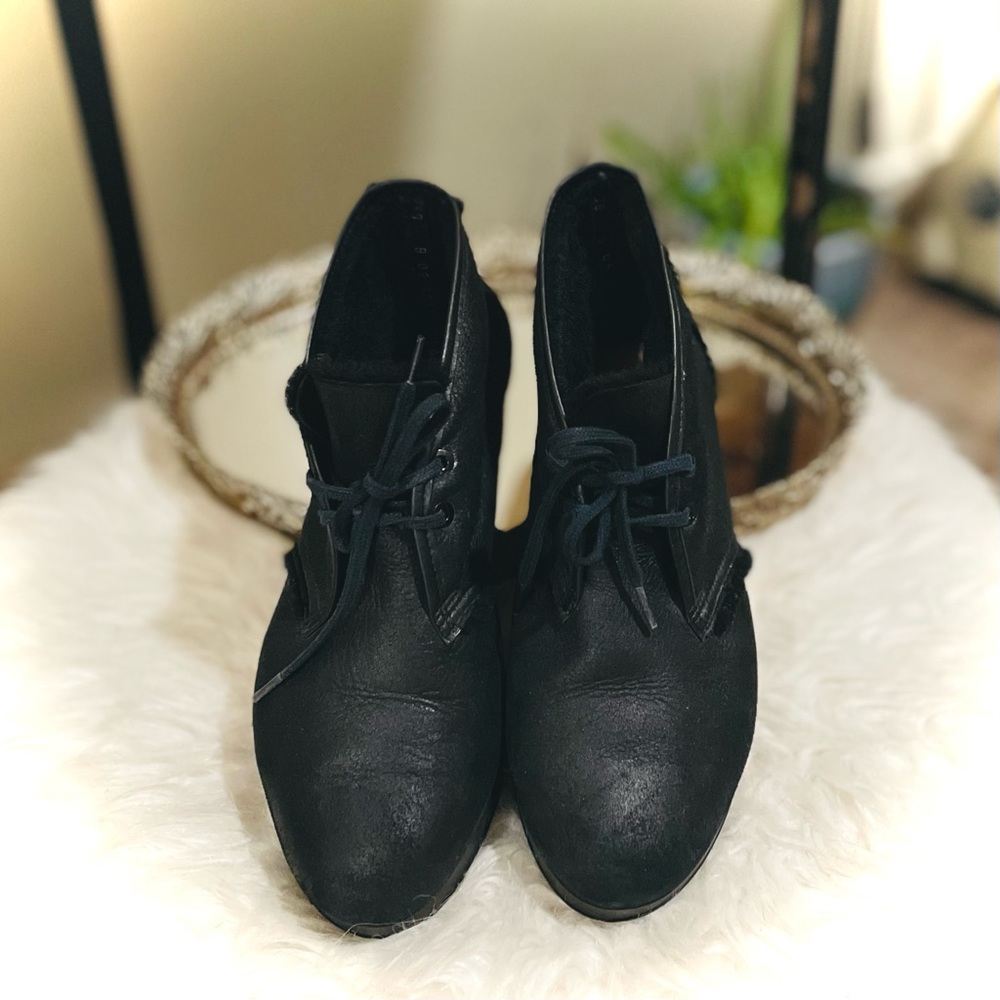 SOLD✨ROBERT CLERGERIE | 38 | Nadim Leather Sherpa Lace-Up Bootie Platform Wedge - Picture 4 of 13